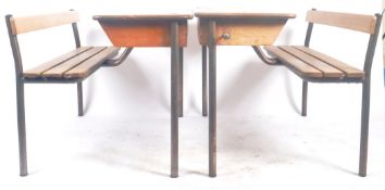 MATCHING PAIR OF MID CENTURY FRENCH SCHOOL DESKS