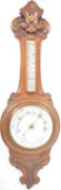 1920'S SOLID OAK LARGE ANEROID BANJO WALL BAROMETER