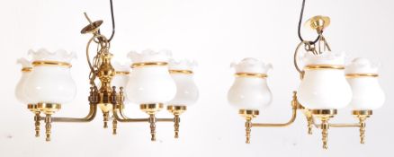 PAIR OF 20TH CENTURY BRASS CEILING LIGHTS WITH SHADES