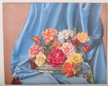 MID CENTURY VINTAGE STILL LIFE OIL ON CANVAS PAINTING