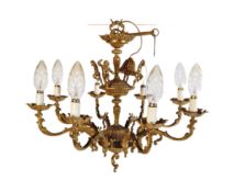 LARGE 20TH CENTURY ANTIQUE REVIVAL GILT BRONZE CHANDELIER