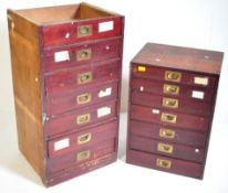 19TH CENTURY MAHOGANY CAMPAIGN PEDESTAL CHEST OF DRAWERS