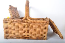 MID 20TH CENTURY WICKER WOVEN PICNIC BASKET