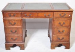 MAHOGANY & LEATHER TWIN PEDESTAL DESK