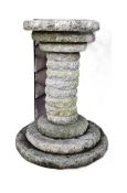 20TH CENTURY GRANITE COLUMNAR BIRD BATH
