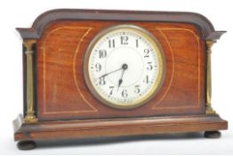 EDWARDIAN MAHOGANY & LINE INLAID MANTEL CLOCK