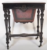 VICTORIAN AESTHETIC MOVEMENT WALNUT & AMBOYNA LADIES WORKBOX