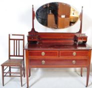 EDWARDIAN MAHOGANY INLAID DRESSING TABLE CHEST & CHAIRS