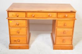20TH CENTURY PINE TWIN PEDESTAL WRITING DESK