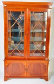 GEORGE III STYLE YEW WOOD VENEER CHINA DISPLAY CABINET
