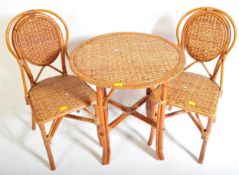 VINTAGE WICKER RATTAN TERRACE CONSEVATORY TABLE & CHAIRS SET