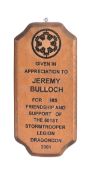 ESTATE OF JEREMY BULLOCH - EARLY 501ST LEGION PRESENTATION PLAQUE