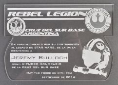ESTATE OF JEREMY BULLOCH - STAR WARS - REBEL LEGION AWARD