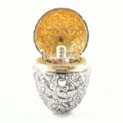 ANTIQUE SILVER & GILT EGG SEWING CASE