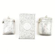 EDWARDIAN HALLMARKED VESTA CASE & A SILVER PLATED VESTA CASE