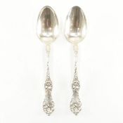 TWO REED & BARTON STERLING SILVER DESSERT SPOONS