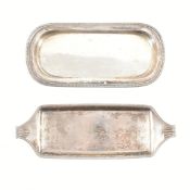 TWO OLD SHEFFIELD PLATE PLATTER TRAYS