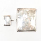 EDWARDIAN HALLMARKED SILVER CIGARETTE CASE & VESTA CASE