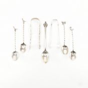ASSORTMENT OF VICTORIAN & LATER SILVER SPOONS & TONGS