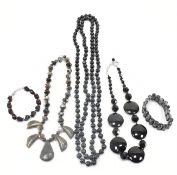 COLLECTION OF ASSORTED VINTAGE & LATER STONE BEAD JEWELLERY