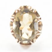 HALLMARKED 9CT GOLD & SMOKY QUARTZ RING