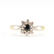 VINTAGE GOLD DIAMOND & SAPPHIRE HALO RING