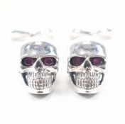 PAIR OF SILVER SKULL & BONE CUFFLINKS