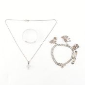ASSORTMENT OF SILVER JEWELLERY - CHARM BRACELET
