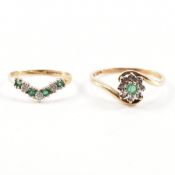 TWO HALLMARKED 9CT GOLD & GEM SET RINGS