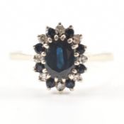 HALLMARKED 9CT GOLD SAPPHIRE & DIAMOND RING