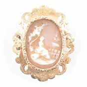 VINTAGE GOLD & CAMEO BROOCH PIN