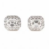 PAIR OF HALLMARKED 18CT WHITE GOLD & DIAMOND STUD EARRINGS