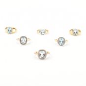 COLLECTION OF ASSORTED GOLD ON 925 SILVER & TOPAZ RINGS
