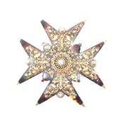 VICTORIAN TORTOISE SHELL & TURQUOISE BROOCH