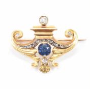 ART NOUVEAU SAPPHIRE & DIAMOND BROOCH