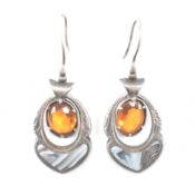 PAIR OF VICTORIAN ORANGE STONE & AGATE DROP EARRINGS