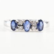WHITE GOLD SAPPHIRE & DIAMOND CLUSTER RING