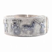 VINTAGE SILVER FILIGREE & ENAMEL BANGLE BRACELET