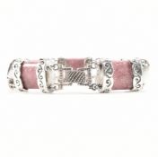 SILVER & RHODOCHROSITE LINK BRACELET