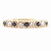 HALLMARKED 9CT GOLD SAPPHIRE & DIAMOND HALF ETERNITY RING