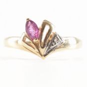 HALLMARKED 9CT GOLD RUBY & DIAMOND RING