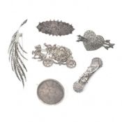 COLLECTION OF ASSORTED SILVER BROOCH PINS