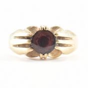 HALLMARKED 9CT GOLD & GARNET SINGLE STONE RING