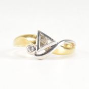 HALLMARKED 18CT BICOLOUR GOLD & DIAMOND CROSSOVER RING