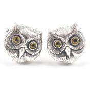 PAIR OF STERLING SILVER OWL CUFFLINKS