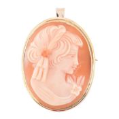 9CT GOLD CAMEO BROOCH
