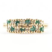HALLMARKED 18CT GOLD DIAMOND & EMERALD CLUSTER RING