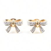 25+ PAIRS OF GOLD PLATED WHITE STONE SET EARRINGS