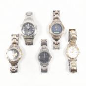 FIVE WRIST WATCHES - PHILIP PERSIO, CASIO & SEKONDA