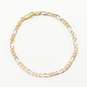 VINTAGE 18CT BICOLOUR GOLD FIGARO CHAIN BRACELET